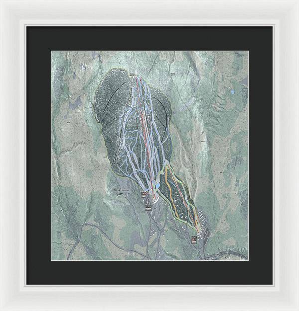 Burke Mtn Ski Trail Map - Framed Print - Powderaddicts