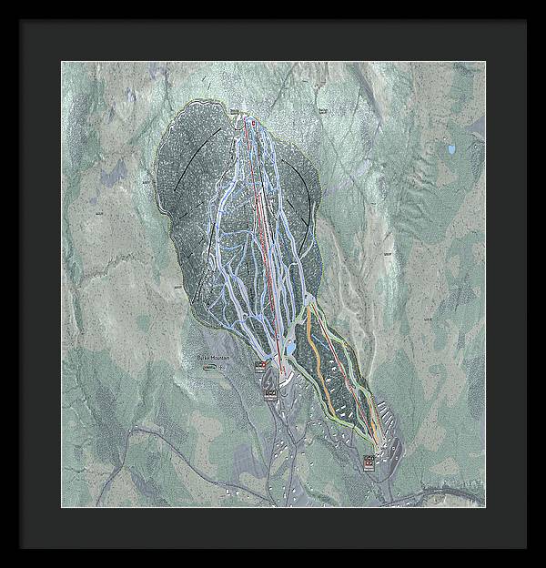 Burke Mtn Ski Trail Map - Framed Print - Powderaddicts