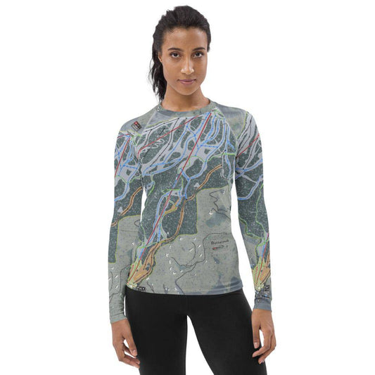 Buttermilk, Colorado Ski Trail Map Women's Base Layer Top - Powderaddicts