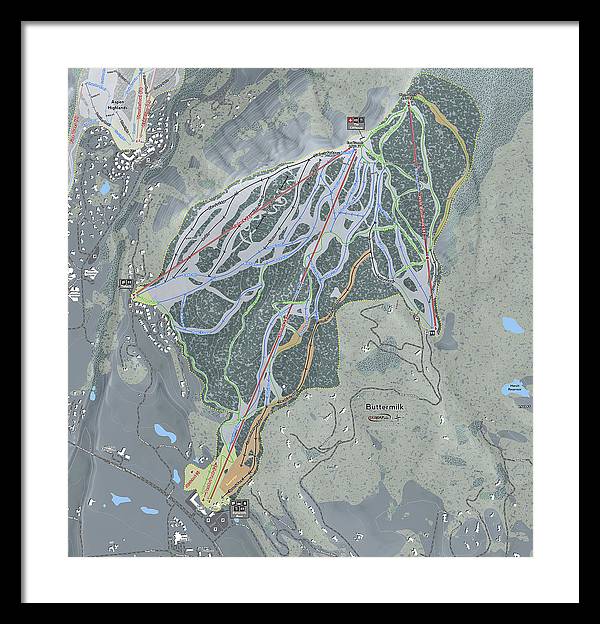 Buttermilk Ski Trail Map - Framed Print - Powderaddicts
