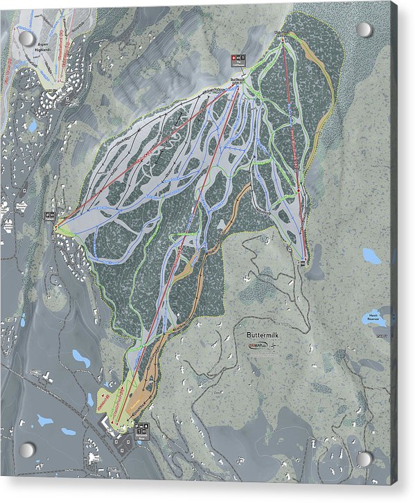 Buttermilk Ski Trail Map - Acrylic Print - Powderaddicts