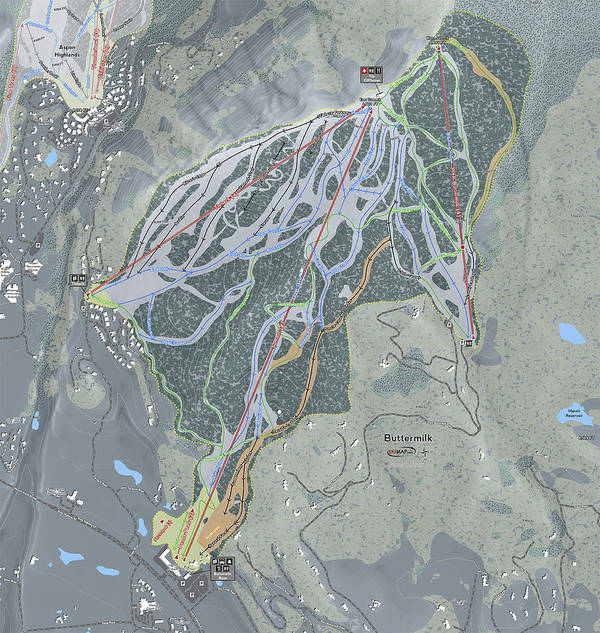 Buttermilk Ski Trail Map - Art Print - Powderaddicts