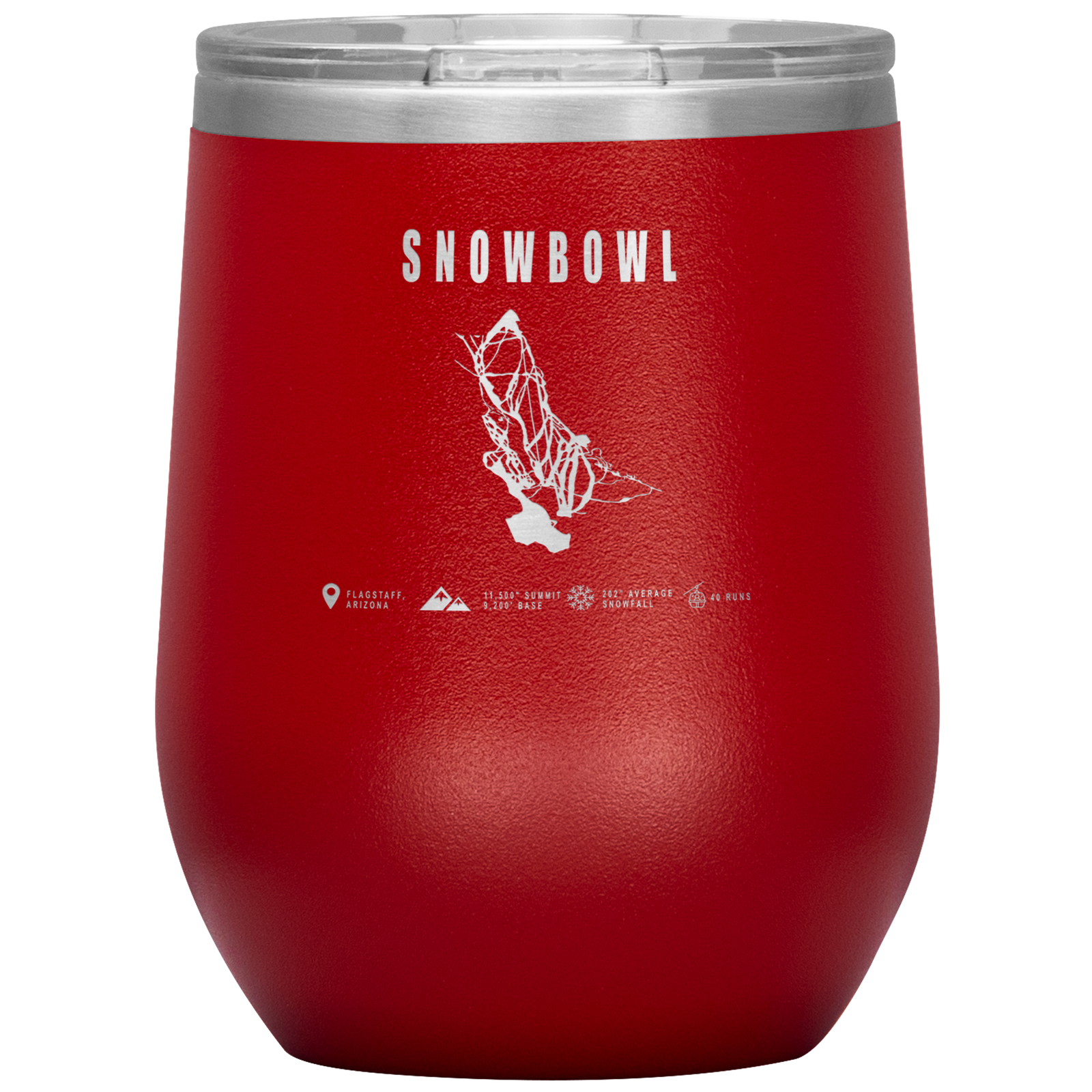 Snowbowl, Arizona Ski Trail Map Wine 12oz Tumbler - Powderaddicts