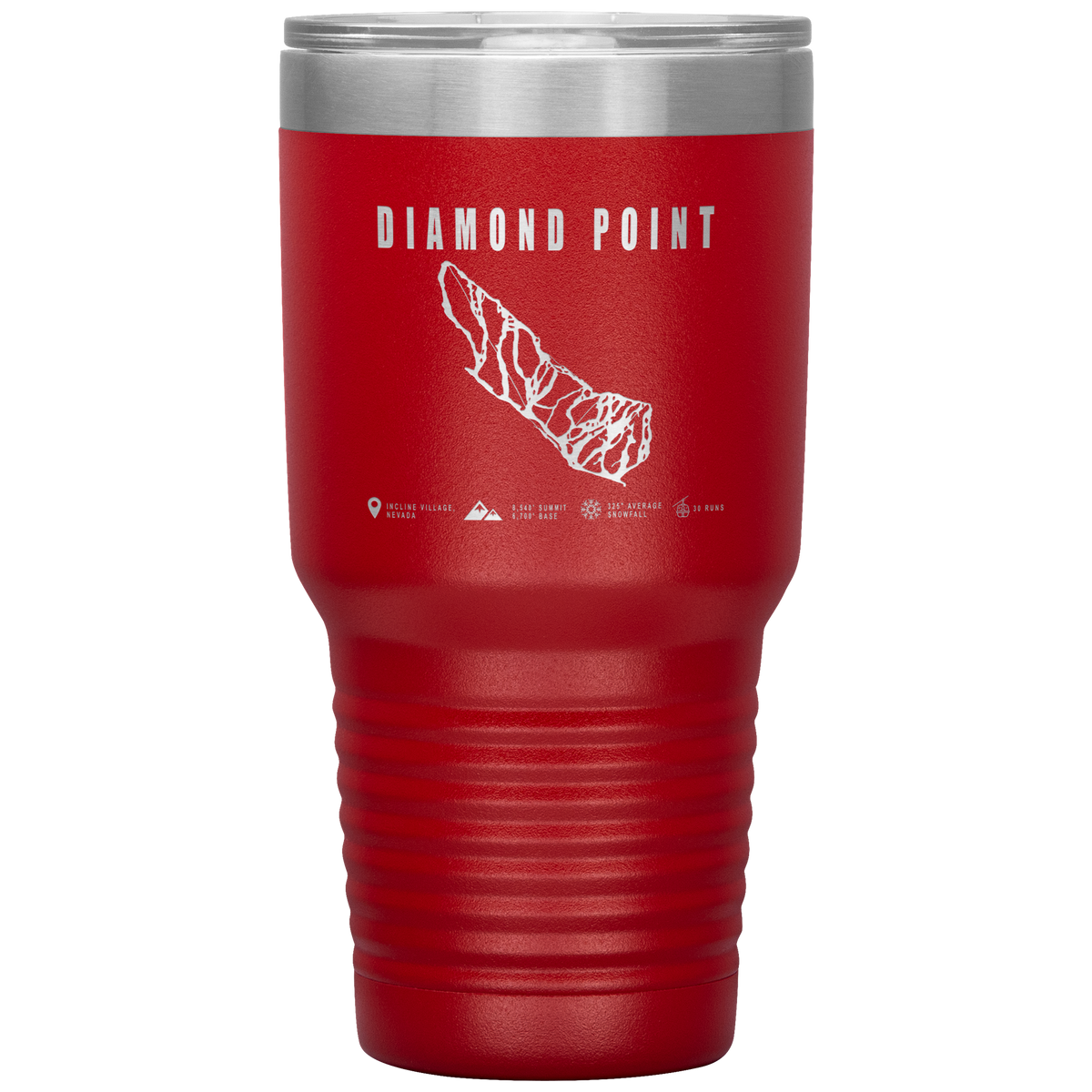 Diamond Point, Nevada Ski Trail Map 30oz Tumbler - Powderaddicts