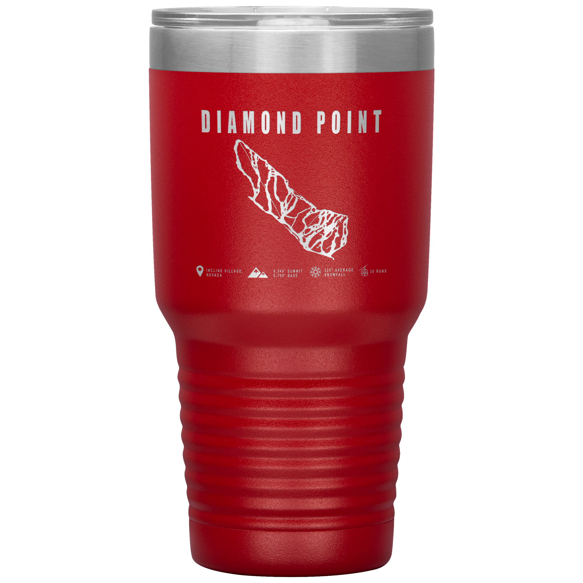 Diamond Point, Nevada Ski Trail Map 30oz Tumbler - Powderaddicts