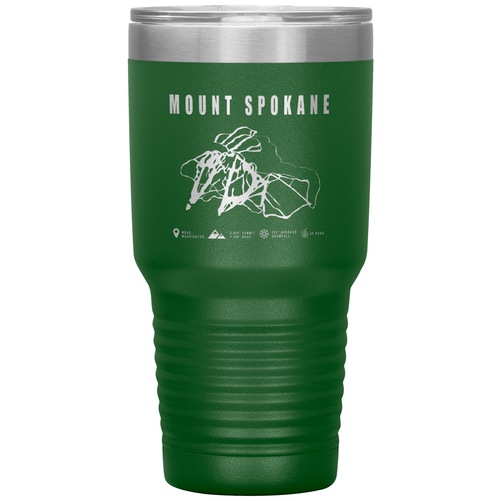 Mount Spokane, Washington Ski Trail Map 30oz Tumbler - Powderaddicts