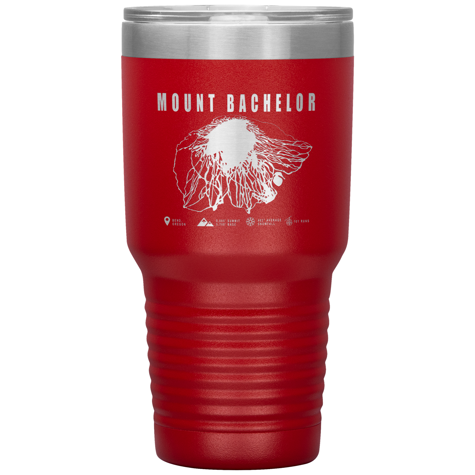 Mount Bachelor, Oregon Ski Trail Map 30oz Tumbler - Powderaddicts