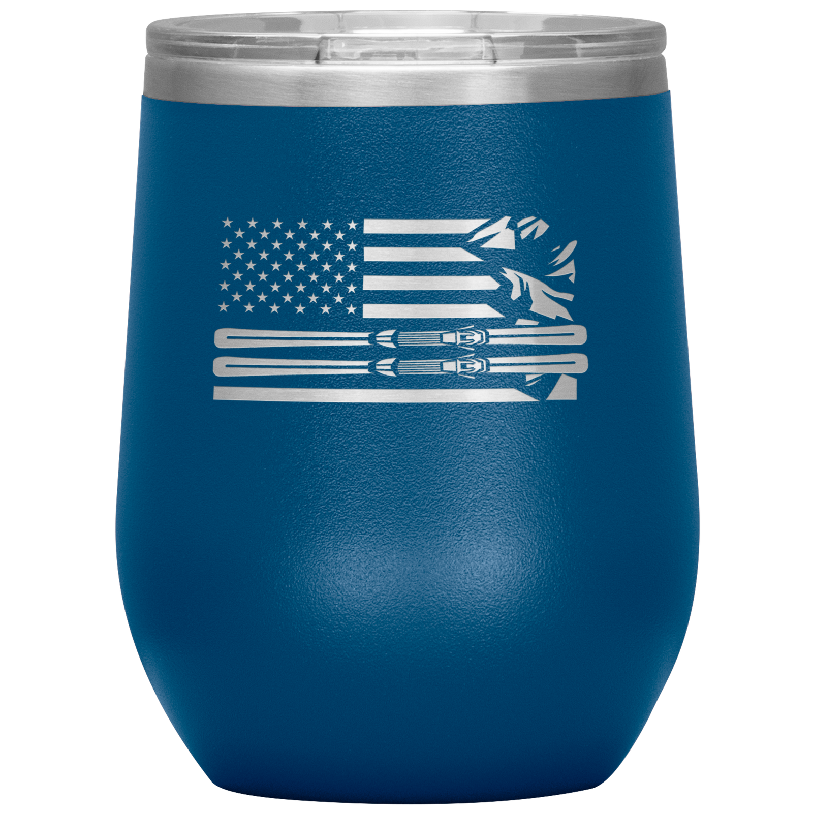 USA Ski Flag 12oz Wine Tumbler - Powderaddicts
