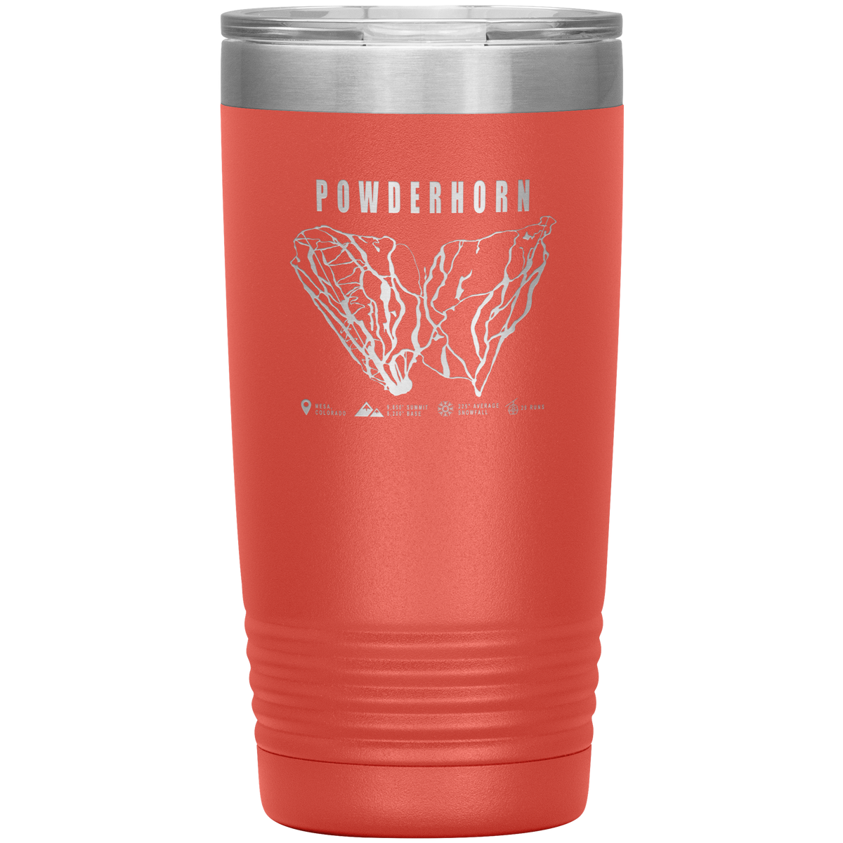 Powderhorn Colorado Ski Trail Map 20oz Tumbler - Powderaddicts