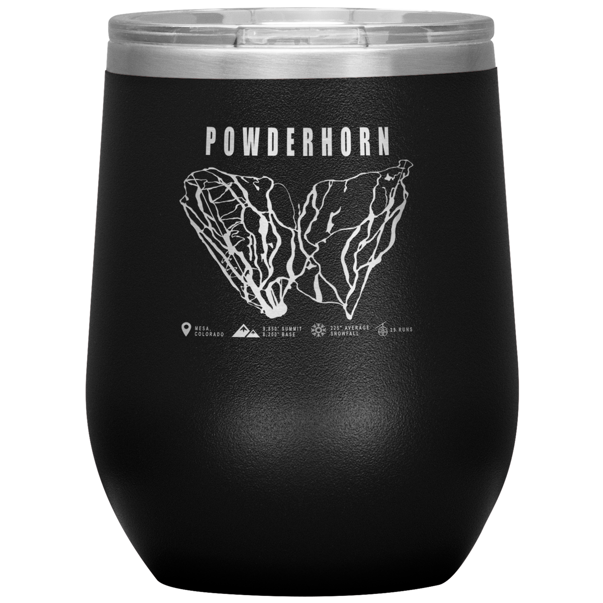 Powderhorn Colorado Ski Trail Map Wine 12oz Tumbler - Powderaddicts
