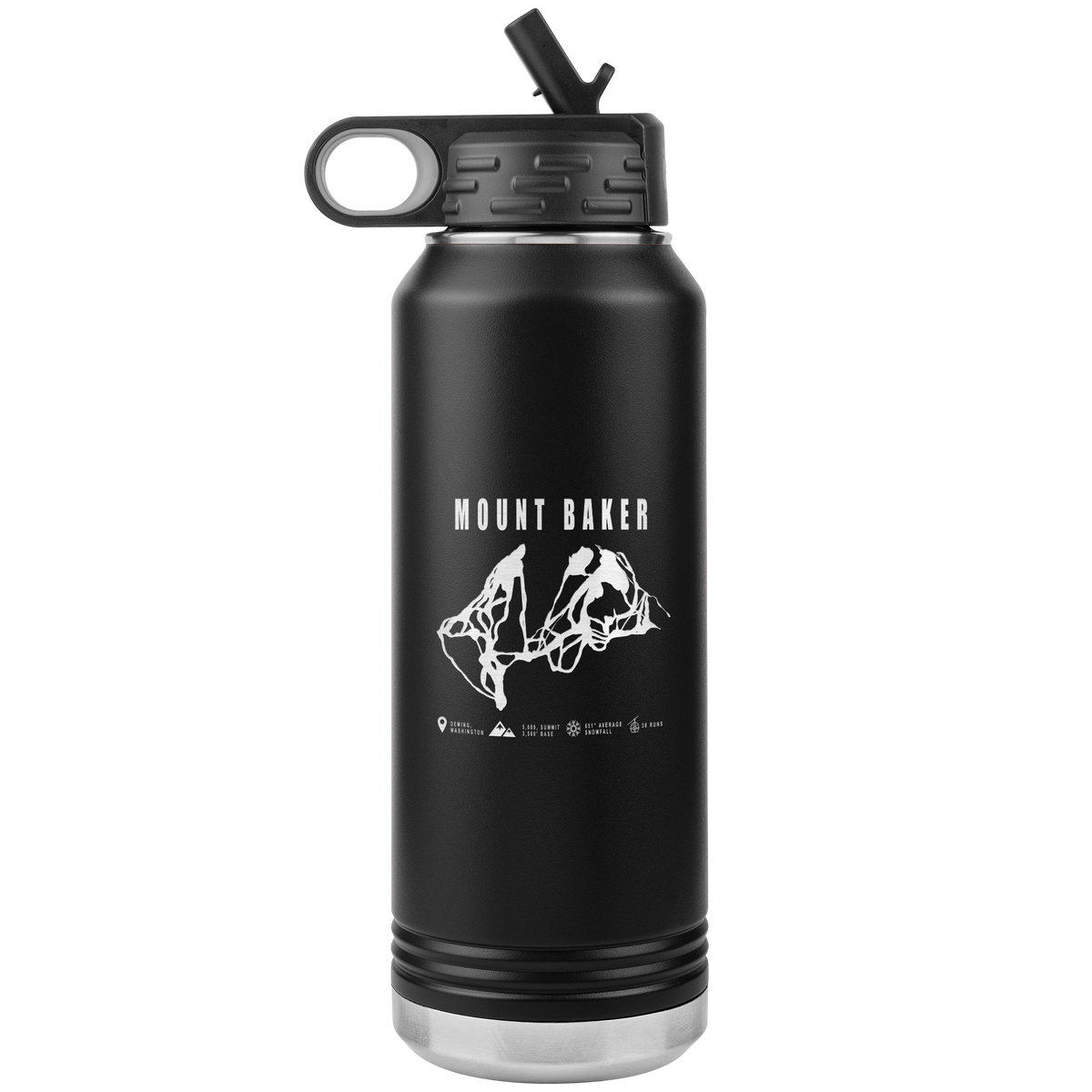 Mount Baker, Washington Ski Trail Map 32oz Water Bottle Tumbler - Powderaddicts