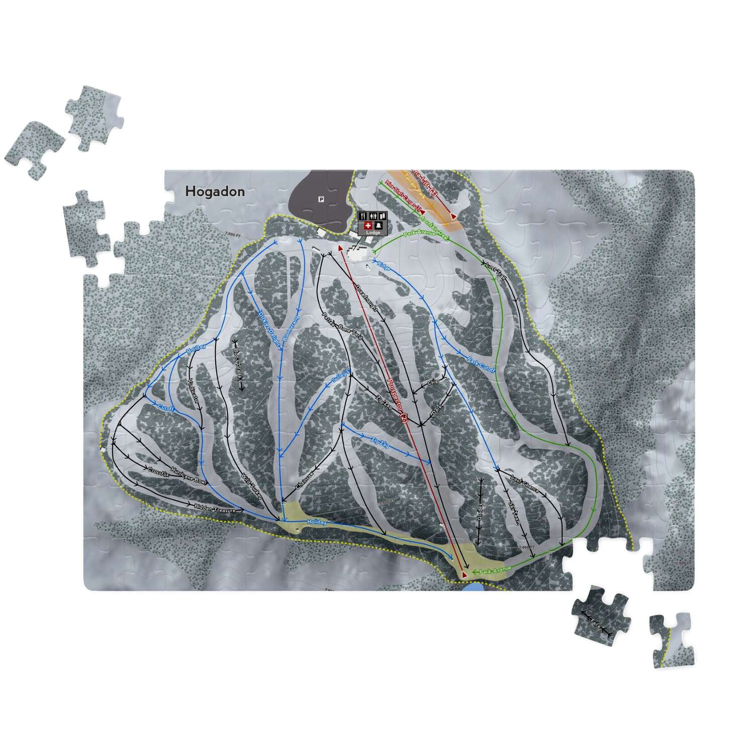 Hogadon Wyoming Ski Trail Map Puzzle - Powderaddicts