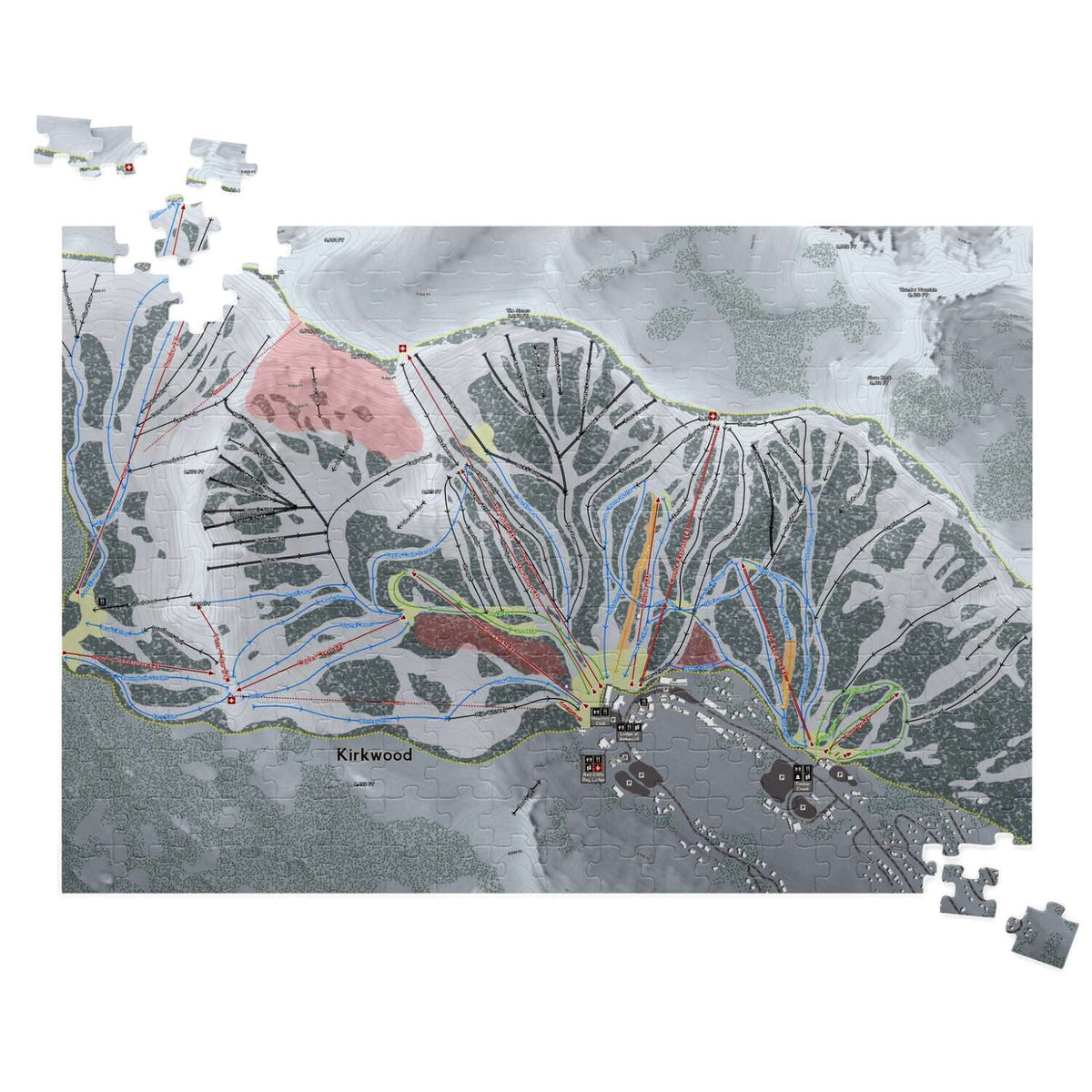 Kirkwood, California Ski Trail Map Puzzle - Powderaddicts