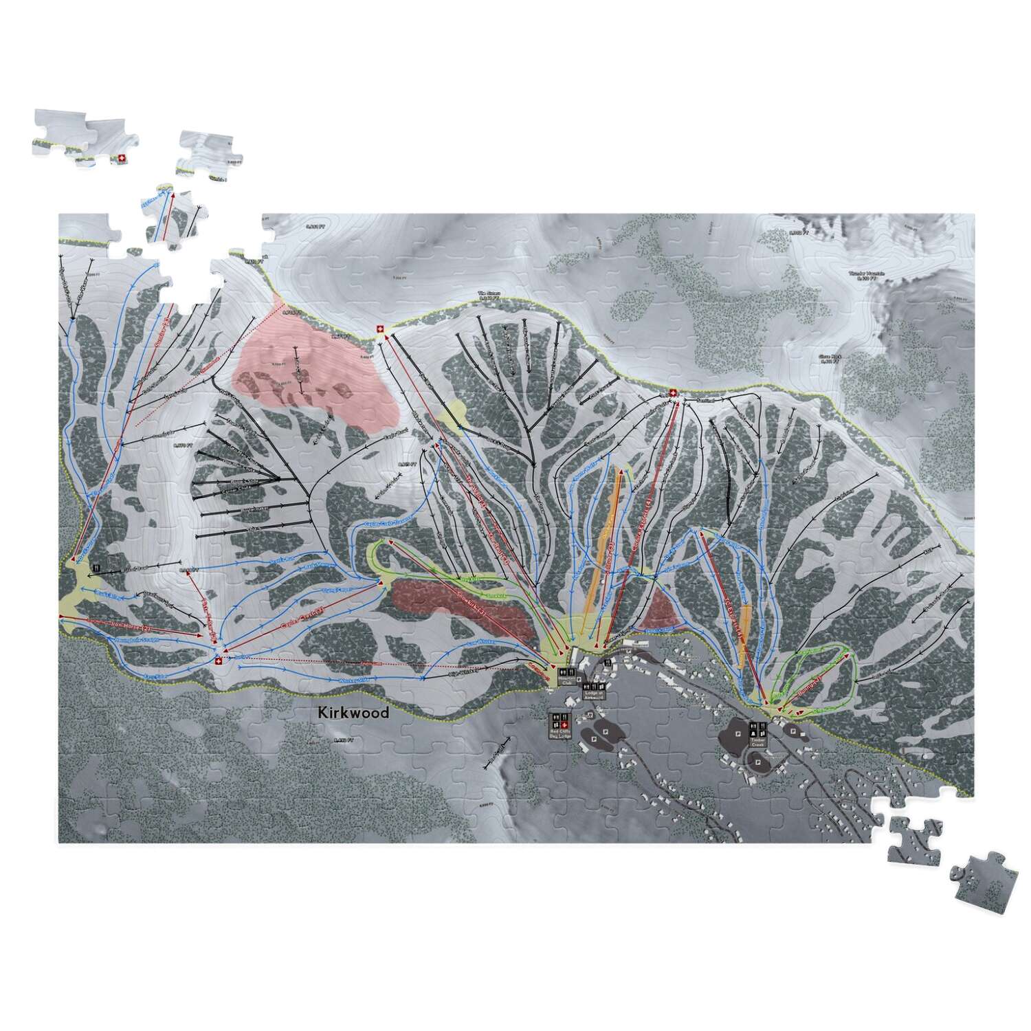 Kirkwood, California Ski Trail Map Puzzle - Powderaddicts