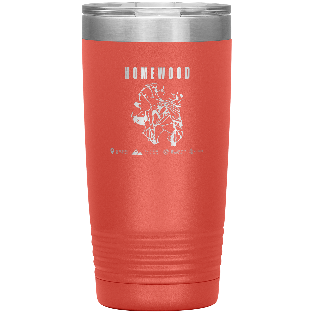 Homewood, California Ski Trail Map 20oz Tumbler - Powderaddicts