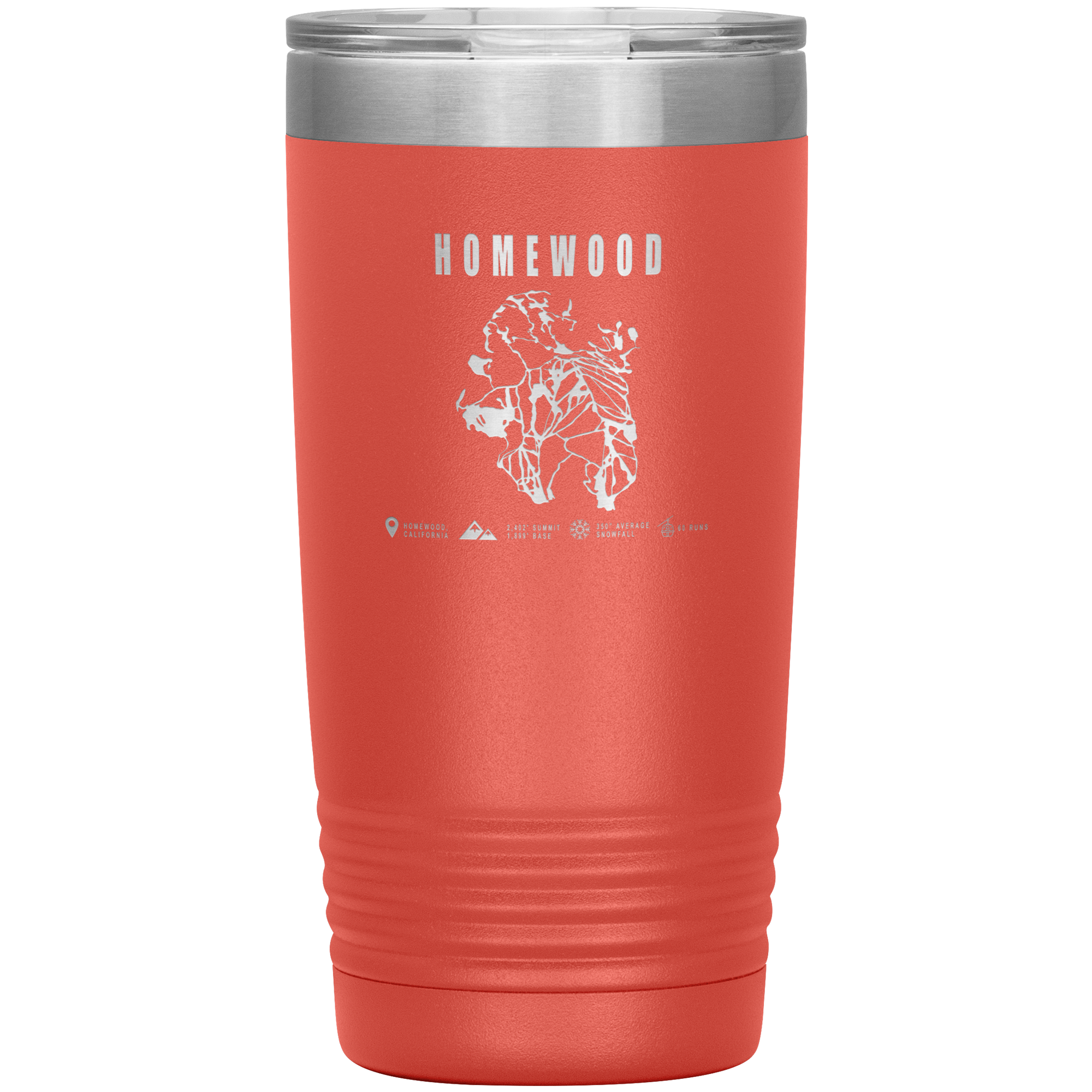 Homewood, California Ski Trail Map 20oz Tumbler - Powderaddicts