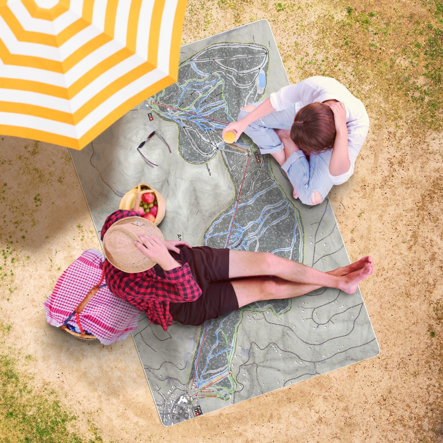 Angel Fire, New Mexico Ski Resort Map Printed Beach Towel - Powderaddicts