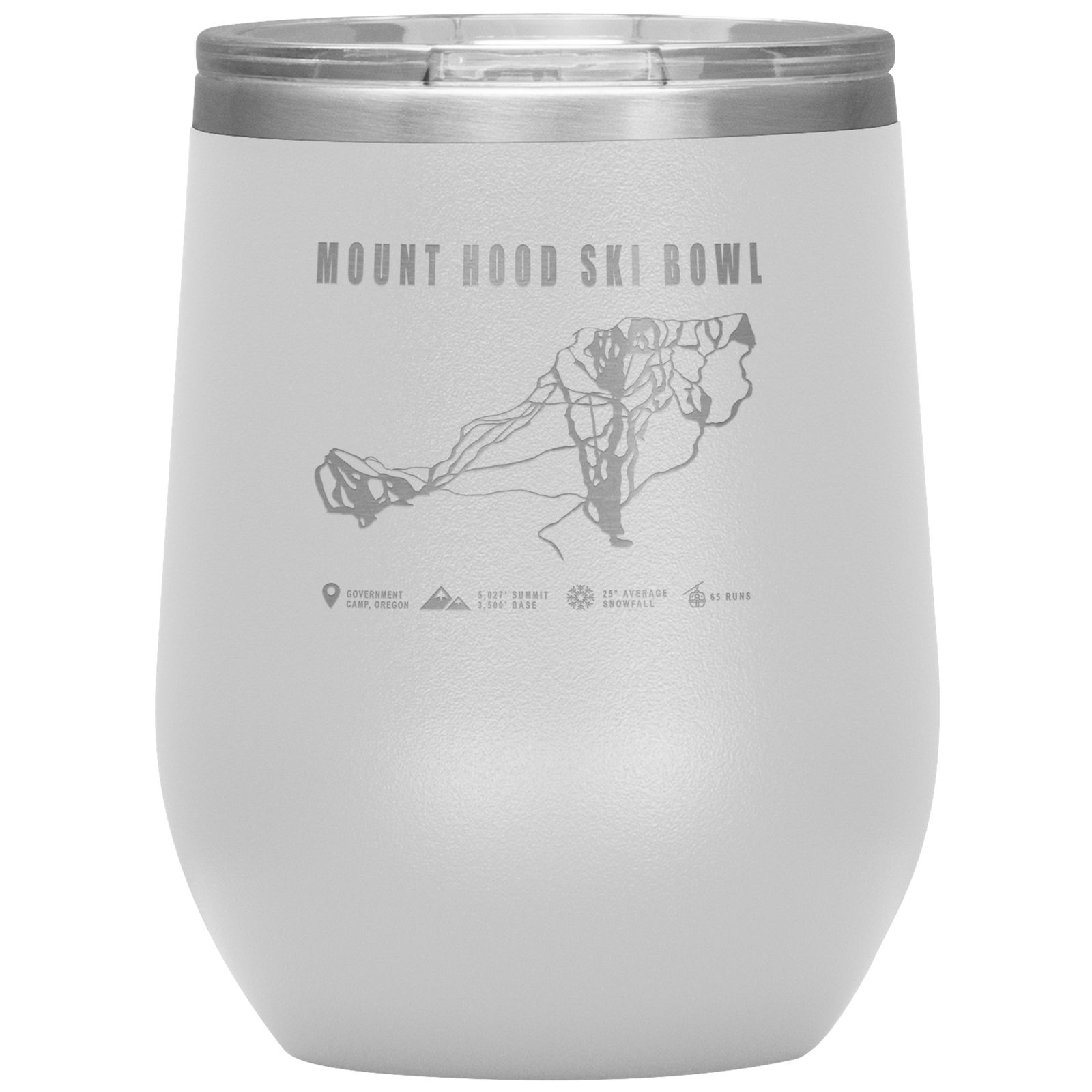 Mount Hood Ski Bowl, Oregon Ski Trail Map Wine 12oz Tumbler - Powderaddicts