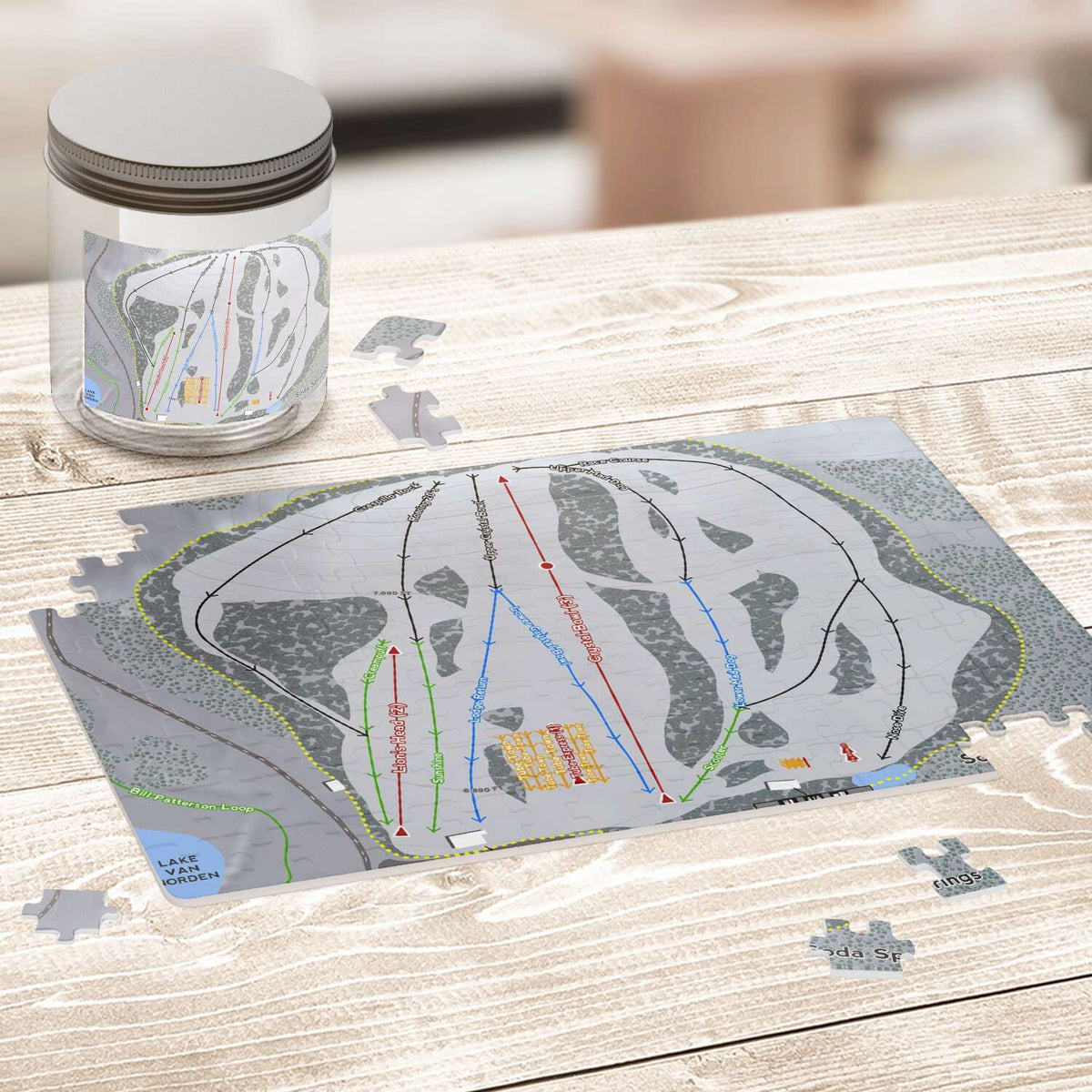 Soda Springs, California Ski Trail Map Puzzle - Powderaddicts