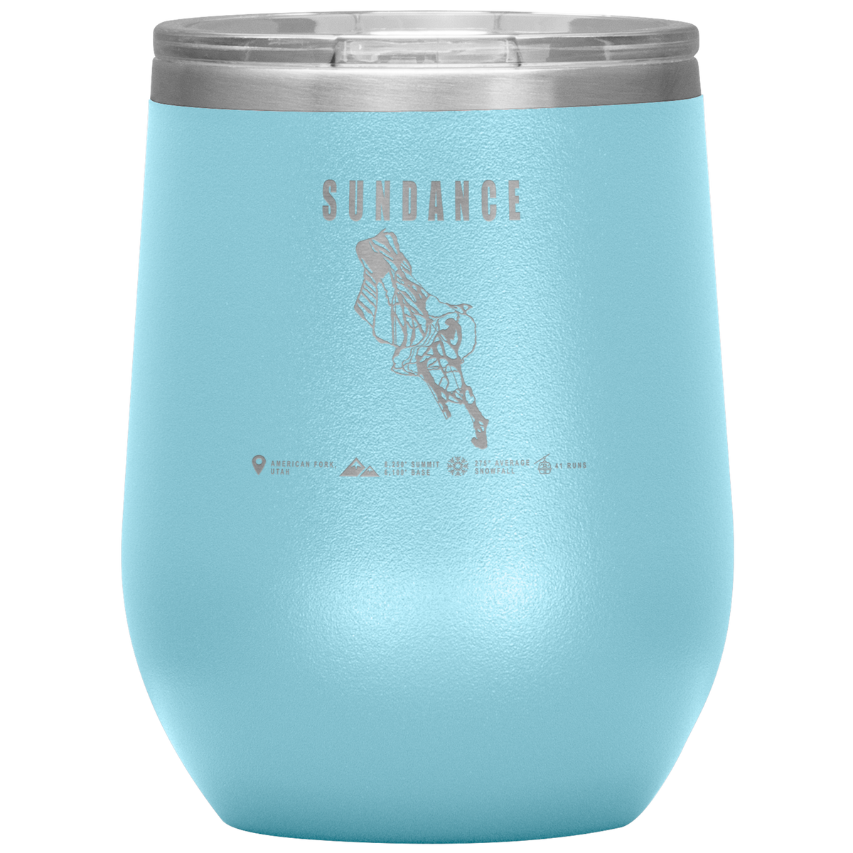 Sundance,Utah Ski Trail Map Wine 12oz Tumbler - Powderaddicts