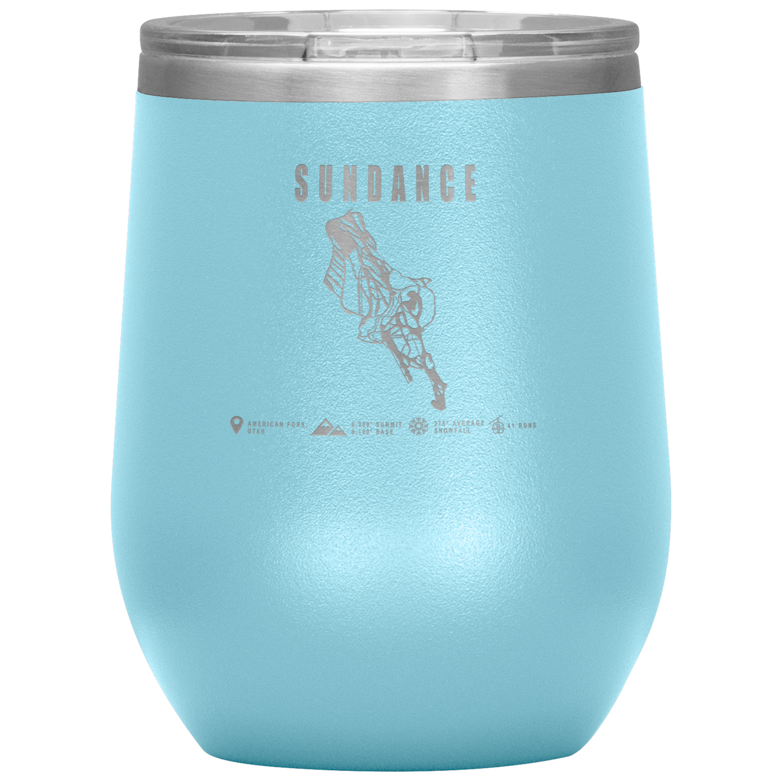 Sundance,Utah Ski Trail Map Wine 12oz Tumbler - Powderaddicts