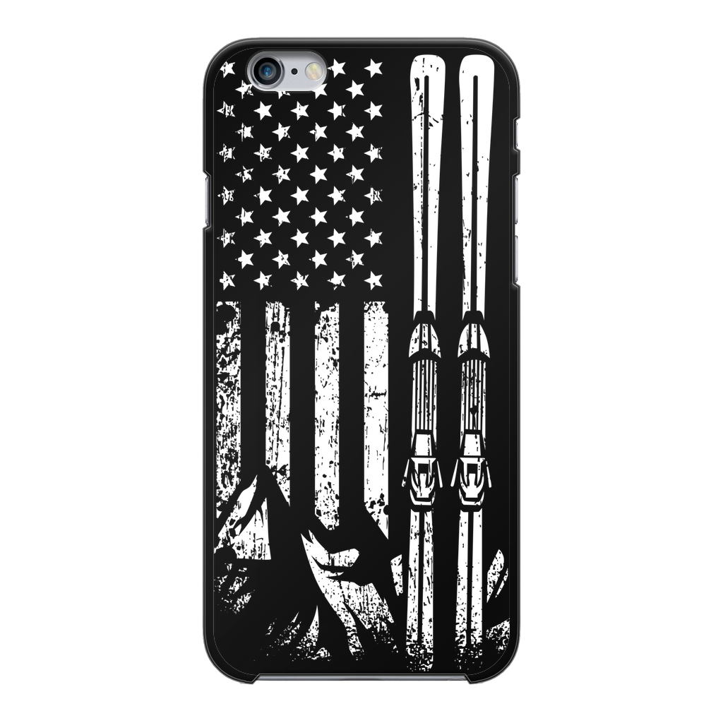 USA Ski Flag Back Printed Black Hard Phone Case - Powderaddicts