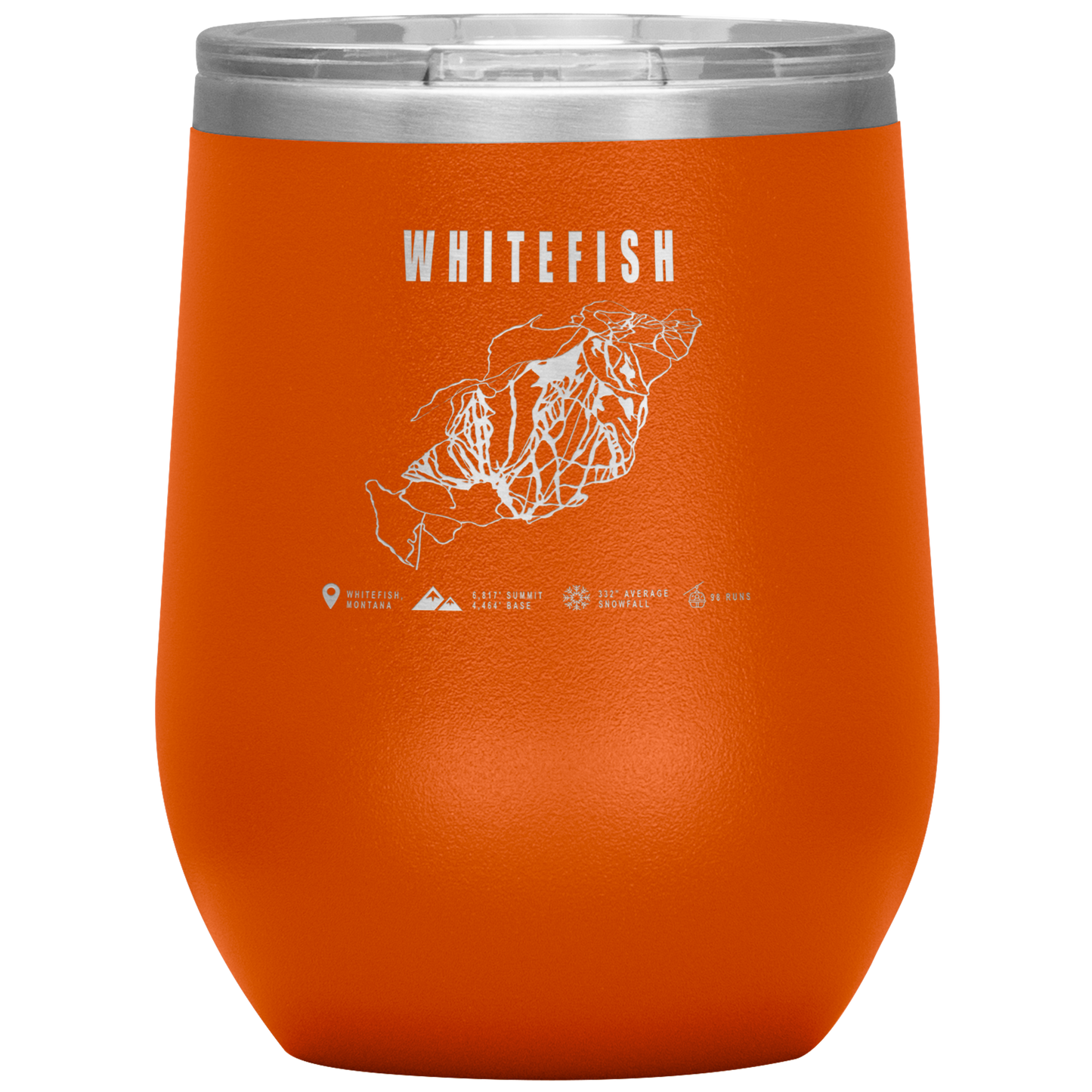 Whitefish Montana Ski Trail Map Wine 12oz Tumbler - Powderaddicts