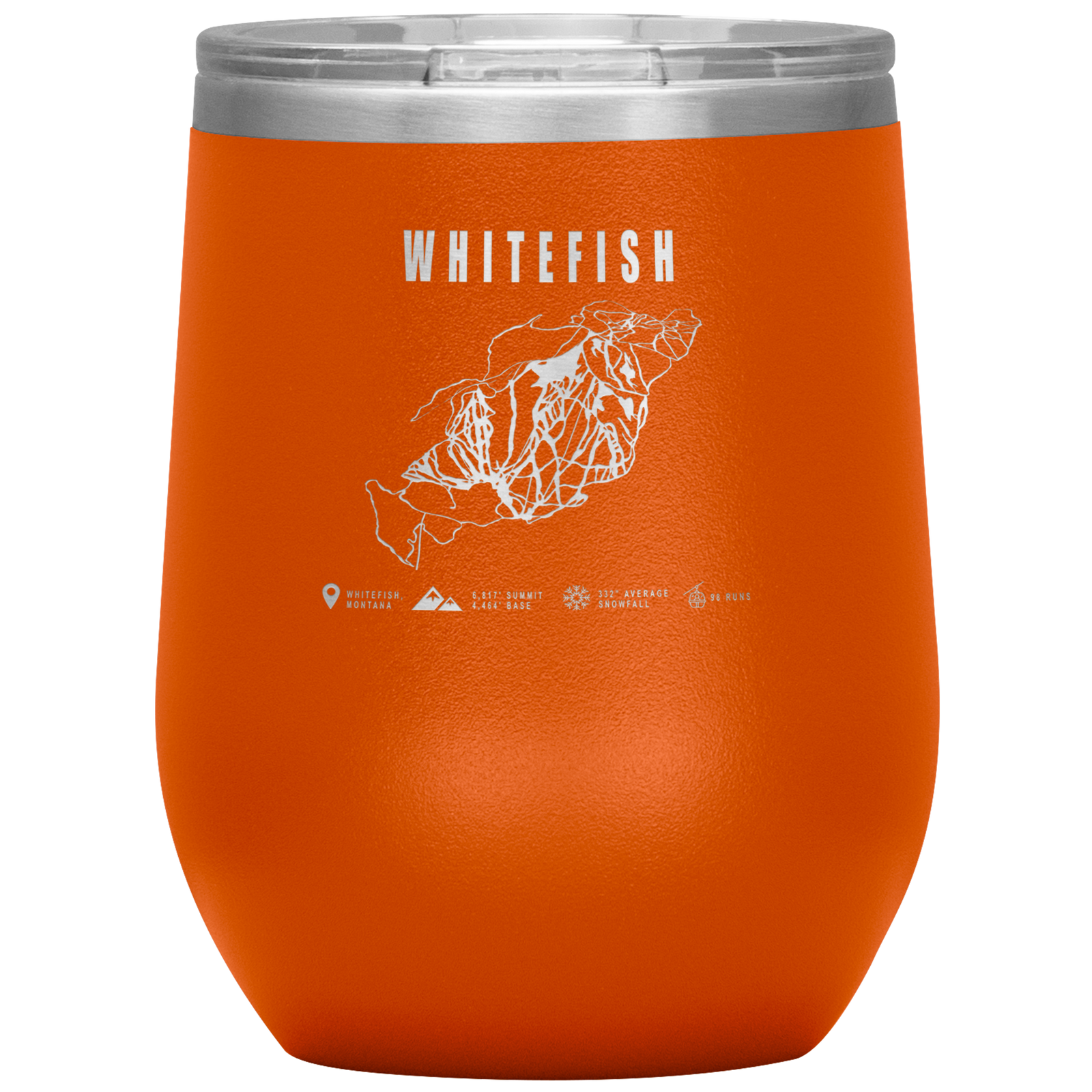 Whitefish Montana Ski Trail Map Wine 12oz Tumbler - Powderaddicts