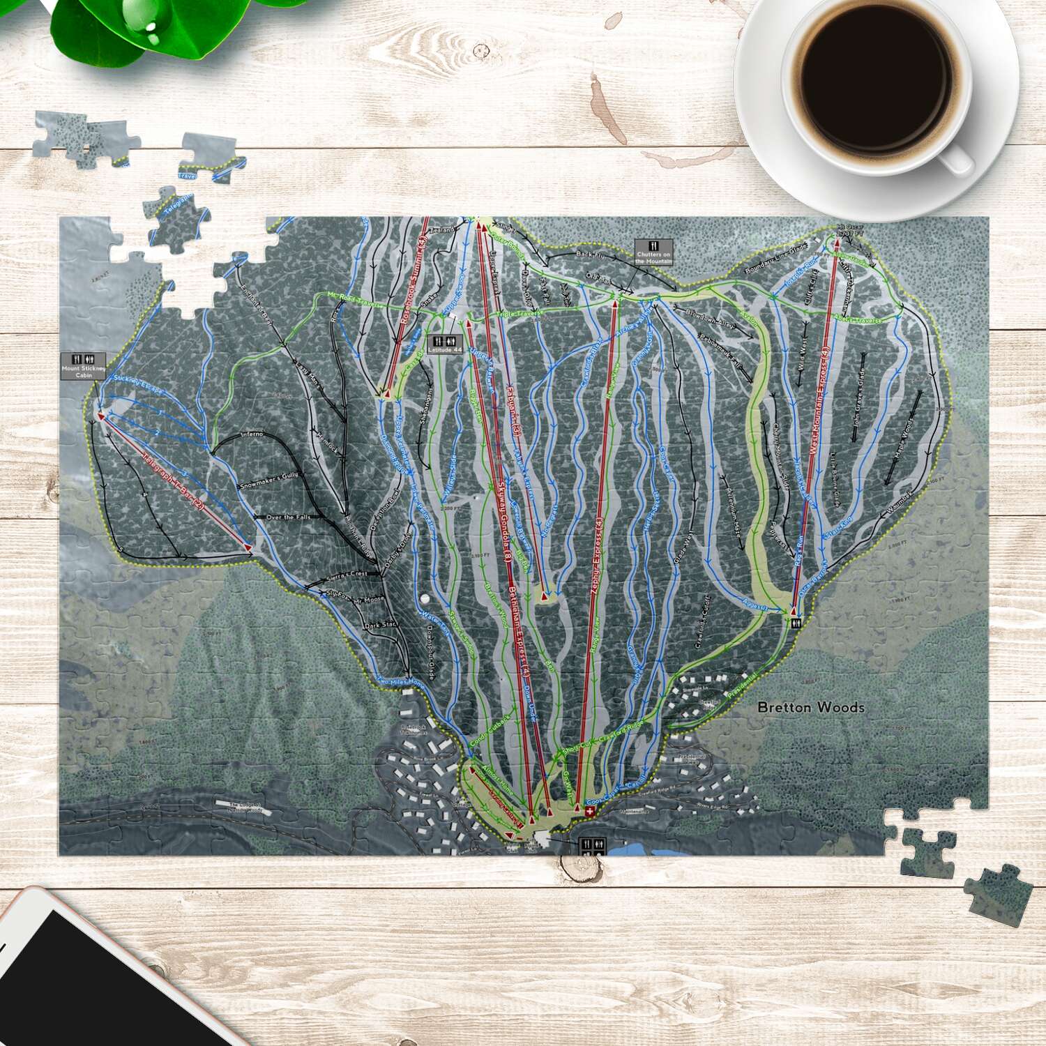 Bretton Woods New Hampshire Ski Trail Map Puzzles - Powderaddicts