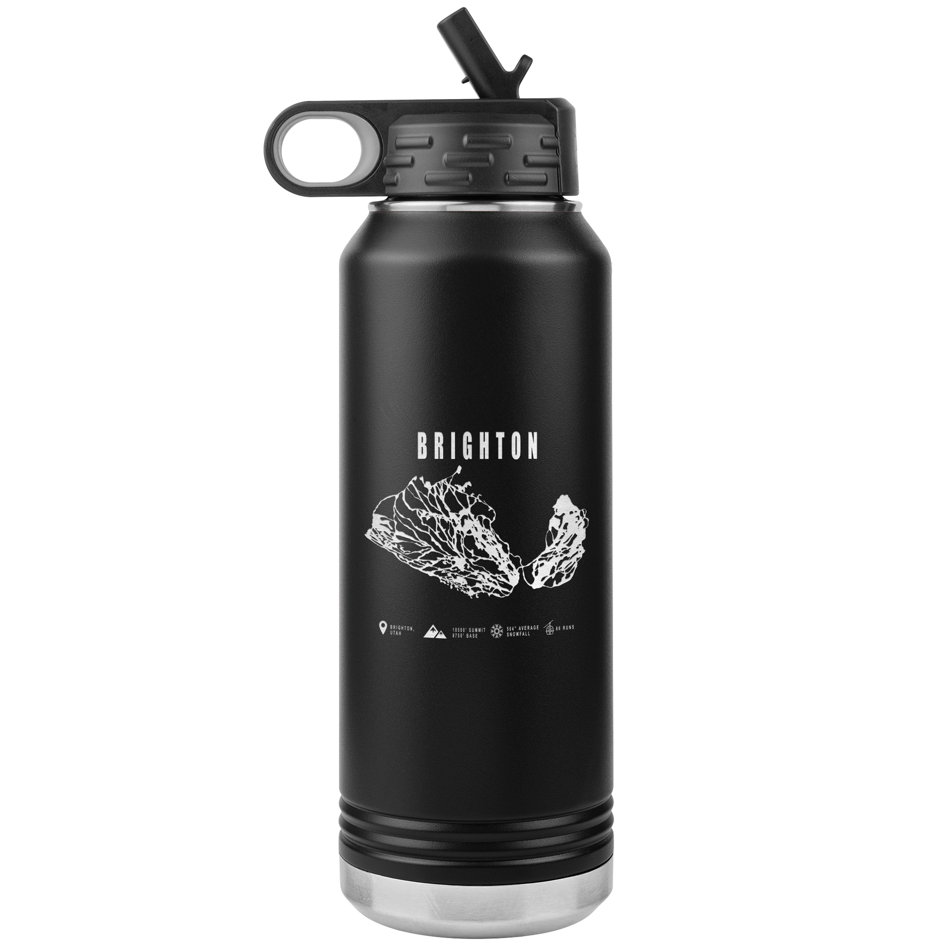 Brighton,Utah Ski Trail Map 32oz Water Bottle Tumbler - Powderaddicts