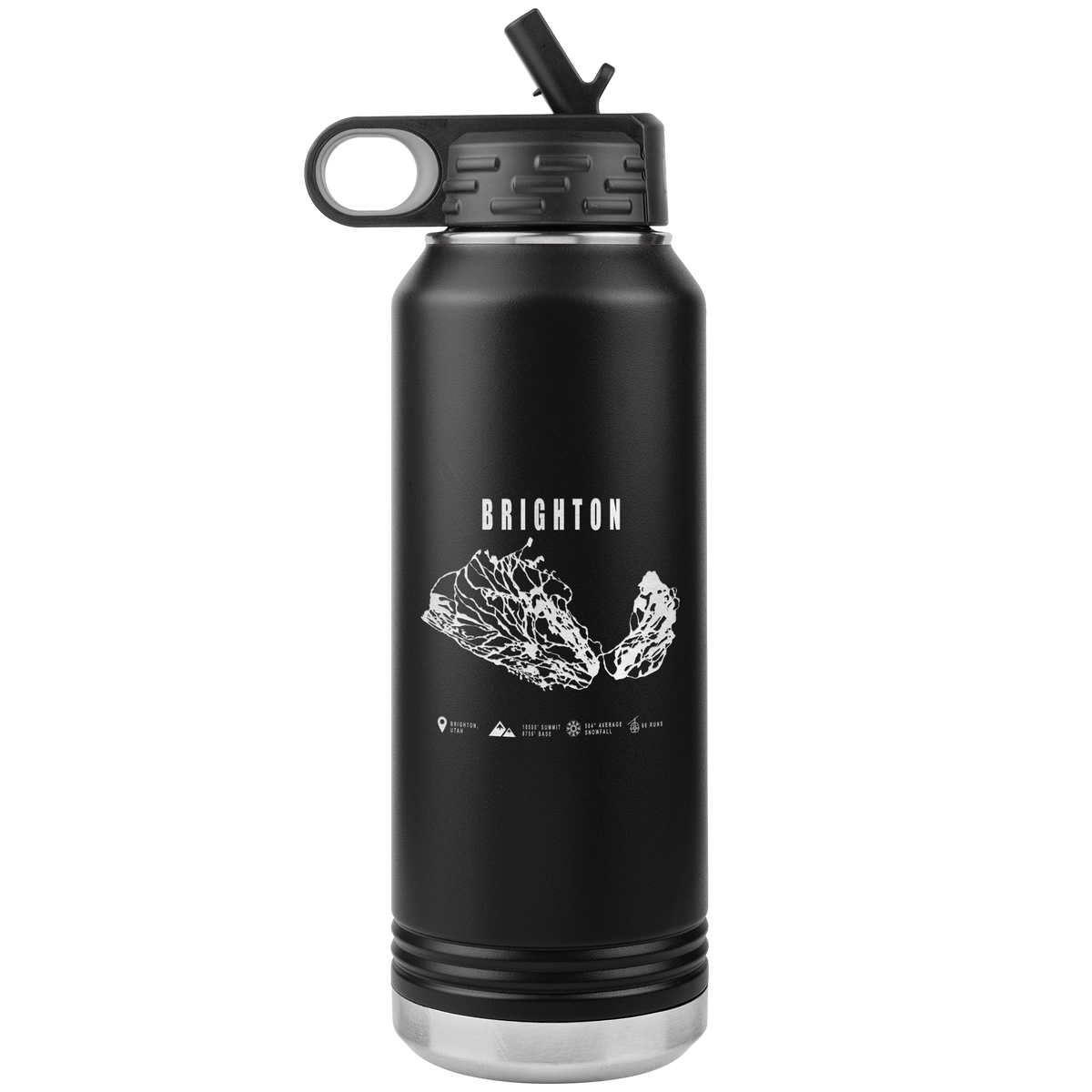 Brighton,Utah Ski Trail Map 32oz Water Bottle Tumbler - Powderaddicts