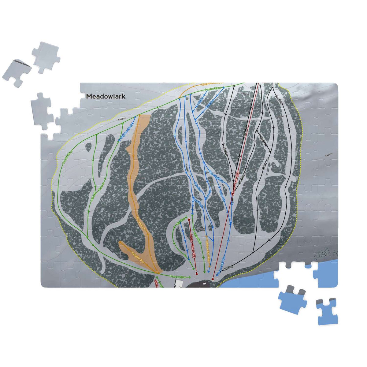 Meadowlark Wyoming Ski Trail Map Puzzle - Powderaddicts