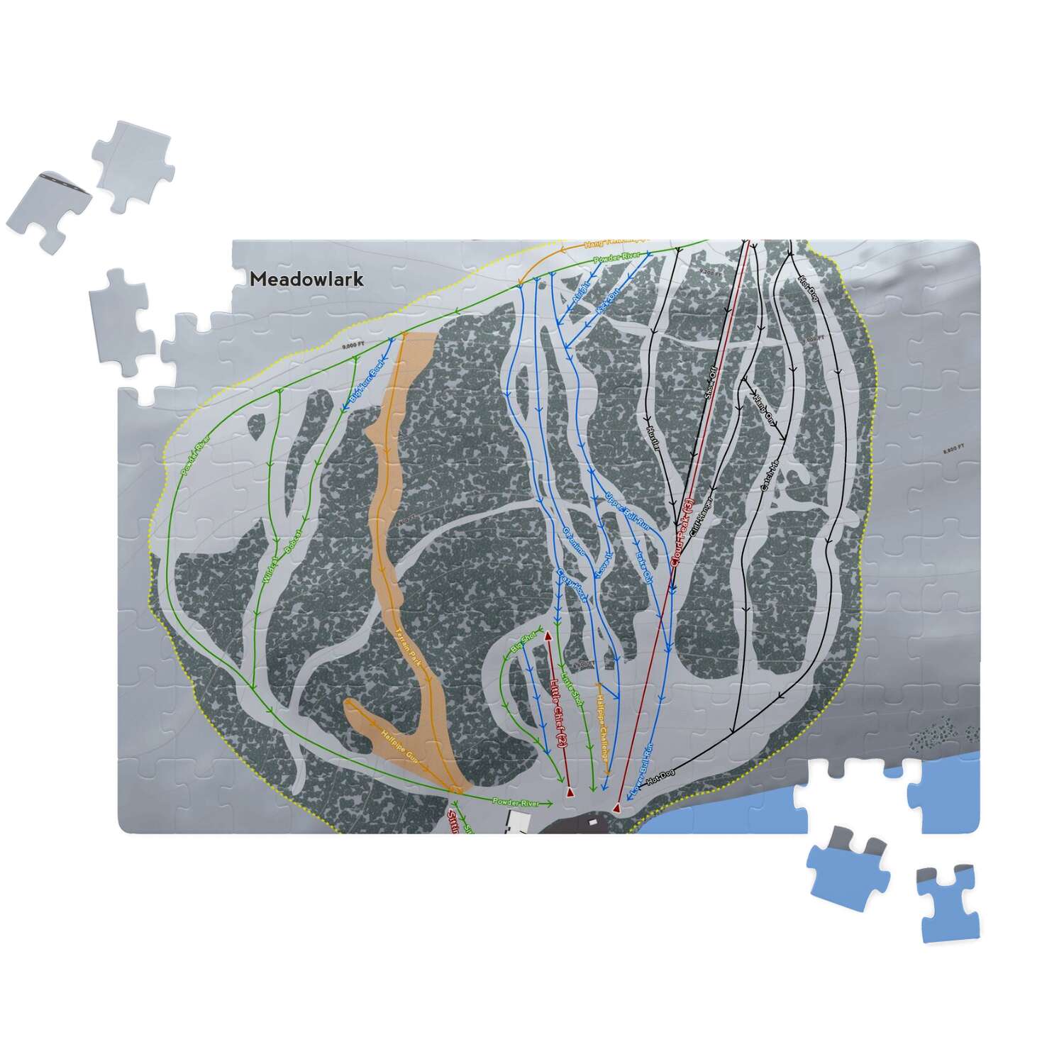 Meadowlark Wyoming Ski Trail Map Puzzle - Powderaddicts