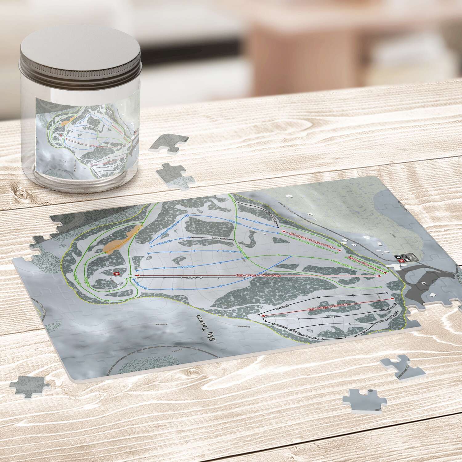 Sky Tavern, Nevada Ski Trail Map Puzzle - Powderaddicts