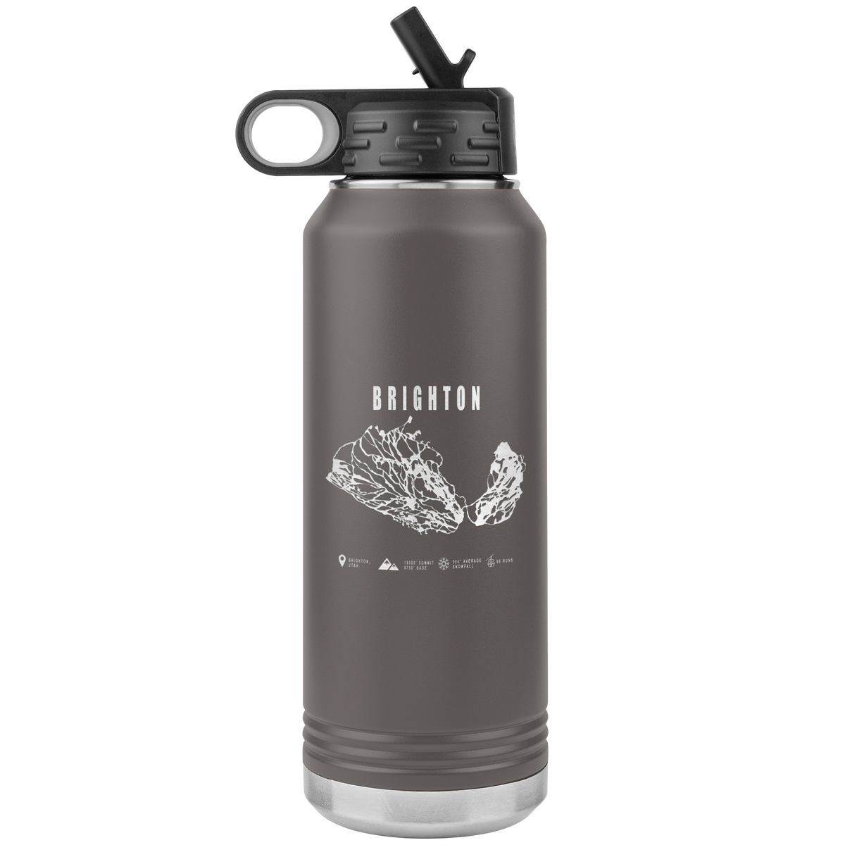 Brighton,Utah Ski Trail Map 32oz Water Bottle Tumbler - Powderaddicts