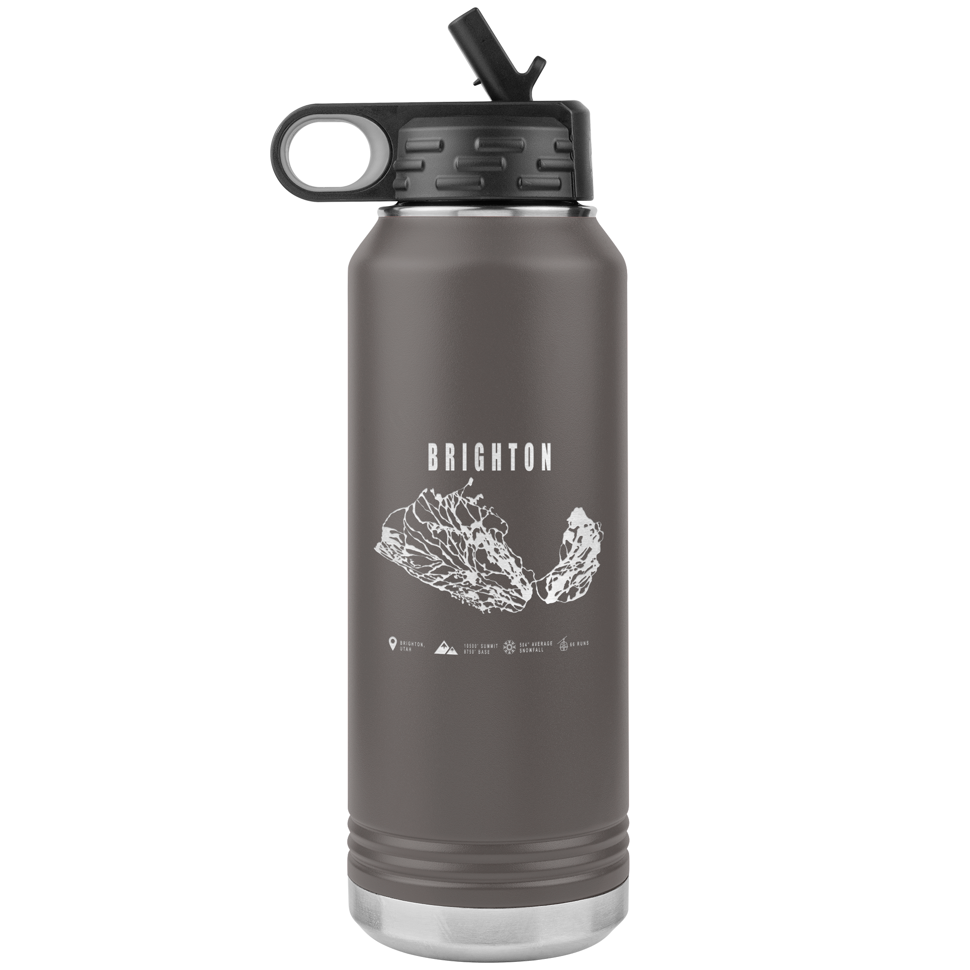 Brighton,Utah Ski Trail Map 32oz Water Bottle Tumbler - Powderaddicts