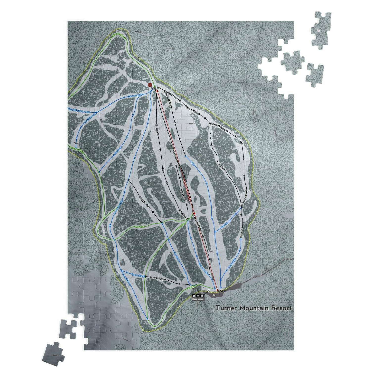 Turner Mountain, Montana Ski Trail Map Puzzle - Powderaddicts