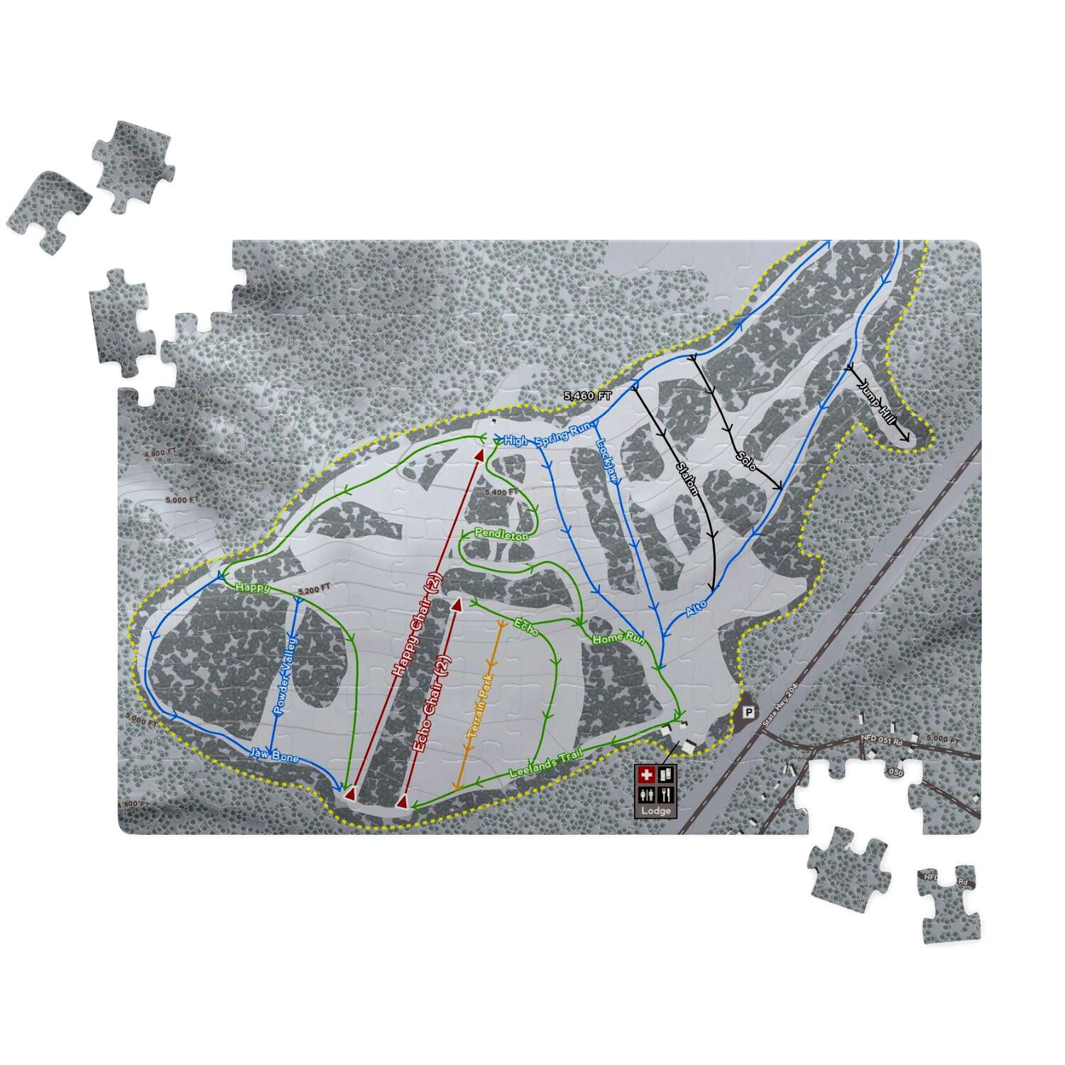 Spout Springs Oregon Ski Trail Map Puzzle - Powderaddicts