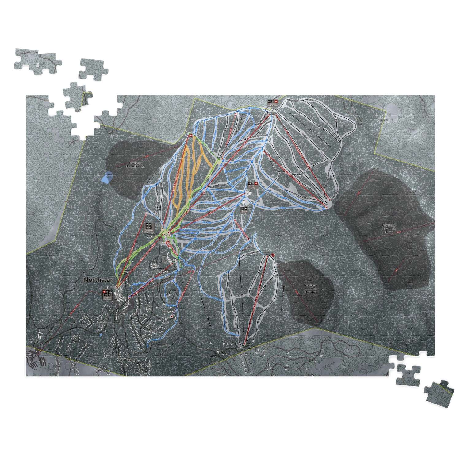 Northstar, California Ski Trail Map Puzzle - Powderaddicts