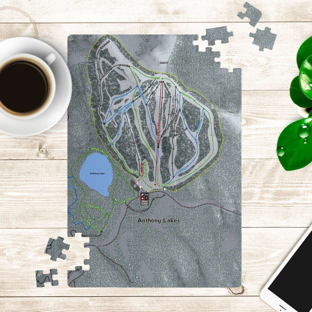 Anthony Lakes, Oregon Ski Trail Map Puzzle - Powderaddicts