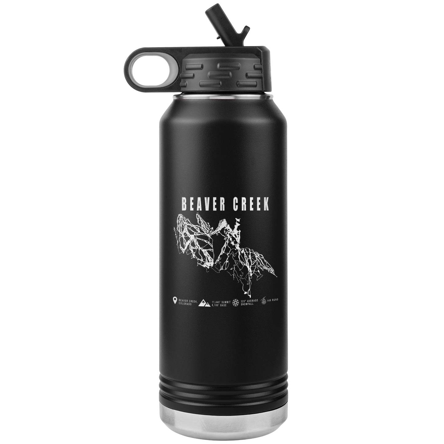 Beaver Creek Colorado Ski Trail Map 32oz Water Bottle Tumbler - Powderaddicts