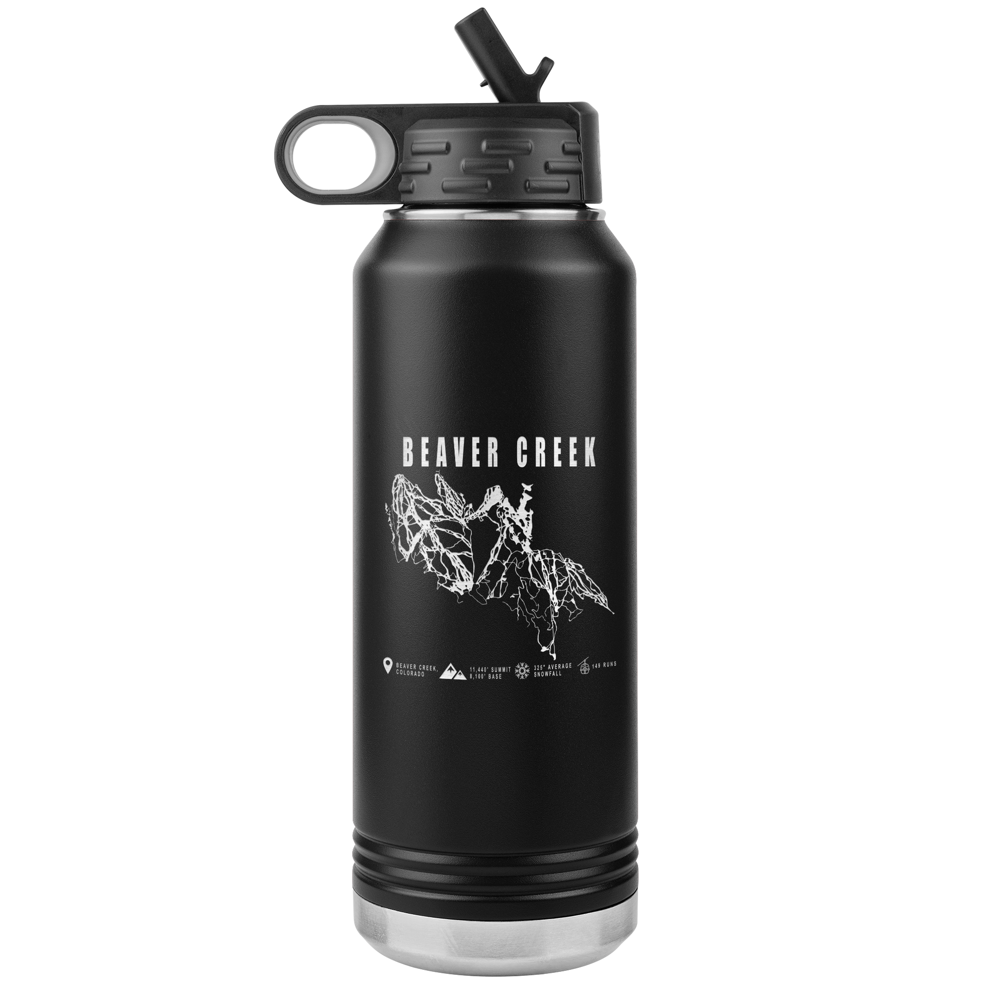 Beaver Creek Colorado Ski Trail Map 32oz Water Bottle Tumbler - Powderaddicts