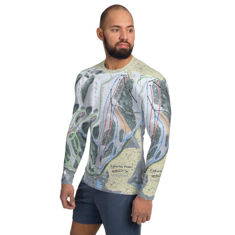Caberfae Peaks, Michigan Ski Trail Map Men's Base Layer Top - Powderaddicts