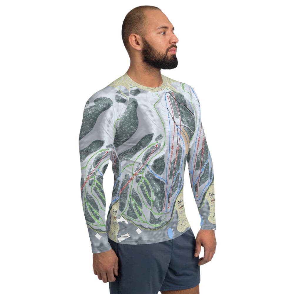 Caberfae Peaks, Michigan Ski Trail Map Men's Base Layer Top - Powderaddicts