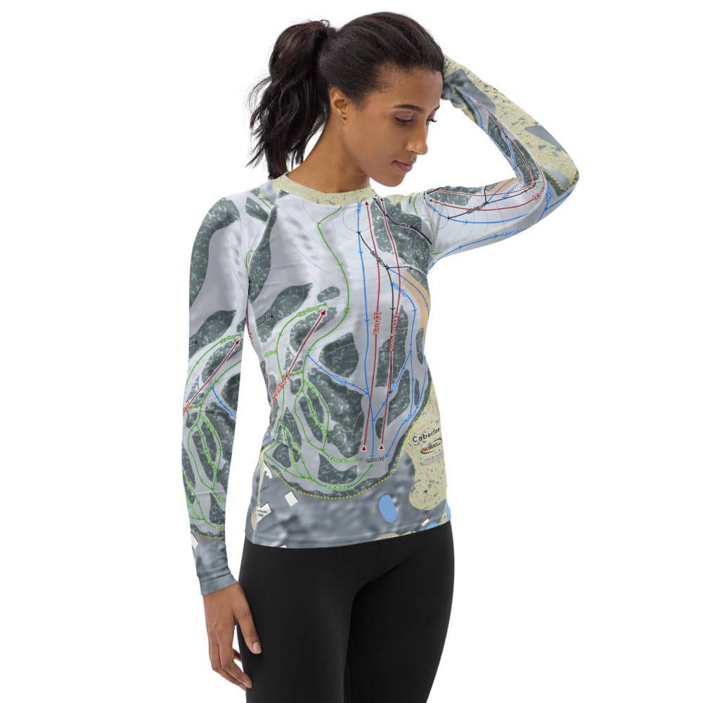 Caberfae Peaks, Michigan Ski Trail Map Women's Base Layer Top - Powderaddicts