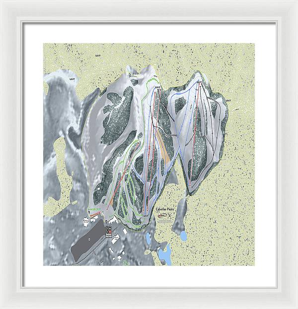 Caberfae Peaks Ski Trail Map - Framed Print - Powderaddicts