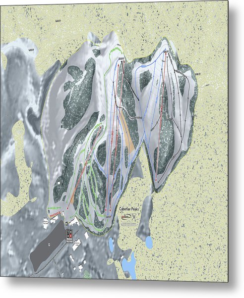 Caberfae Peaks Ski Trail Map - Metal Print - Powderaddicts