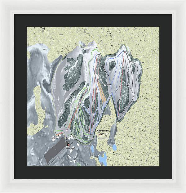 Caberfae Peaks Ski Trail Map - Framed Print - Powderaddicts