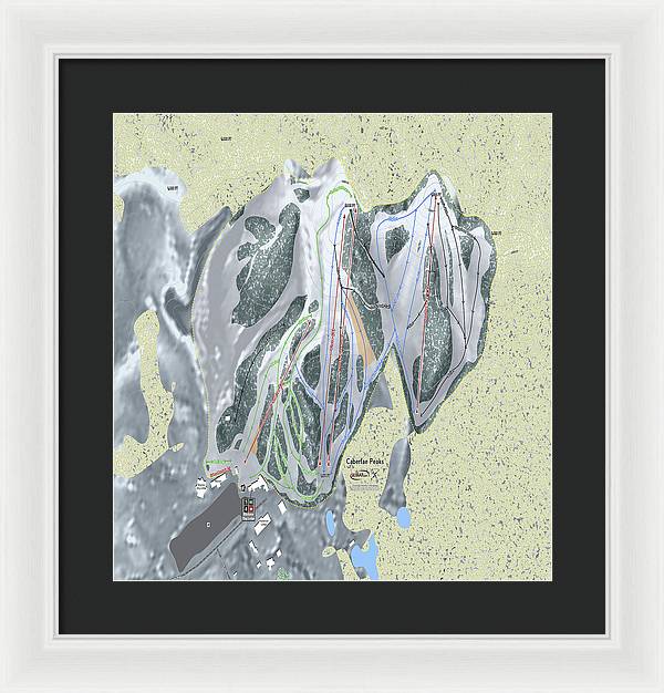 Caberfae Peaks Ski Trail Map - Framed Print - Powderaddicts