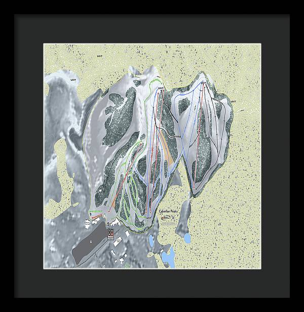 Caberfae Peaks Ski Trail Map - Framed Print - Powderaddicts